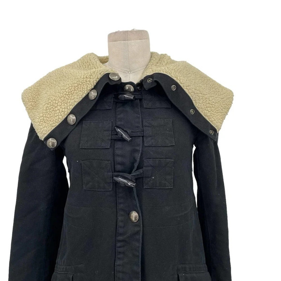 Marc‎ Jacobs Sherpa Collar Toggle Coat Black Heavy Weight Size XS - Picture 2 of 12
